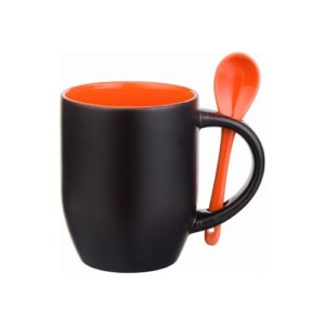Magischer Becher schwarz mit farbigem Inneren und Löffel