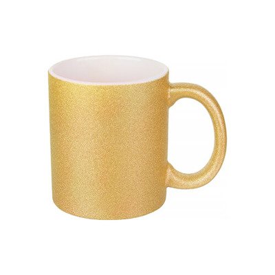Tassendruck online – goldener Glitzerbecher