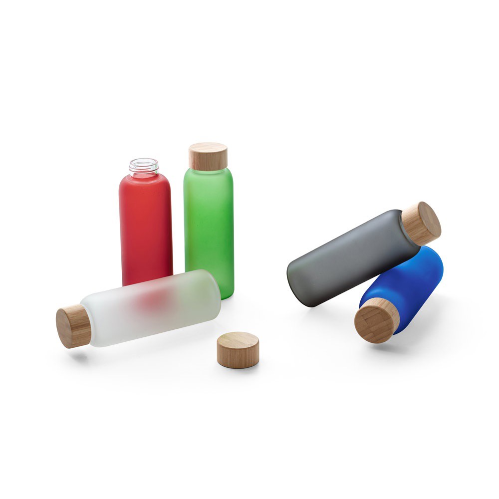Flasche aus mattiertem Borosilikatglas 2 Günstiger Flaschendruck - Flaschen mit individuellem Druck