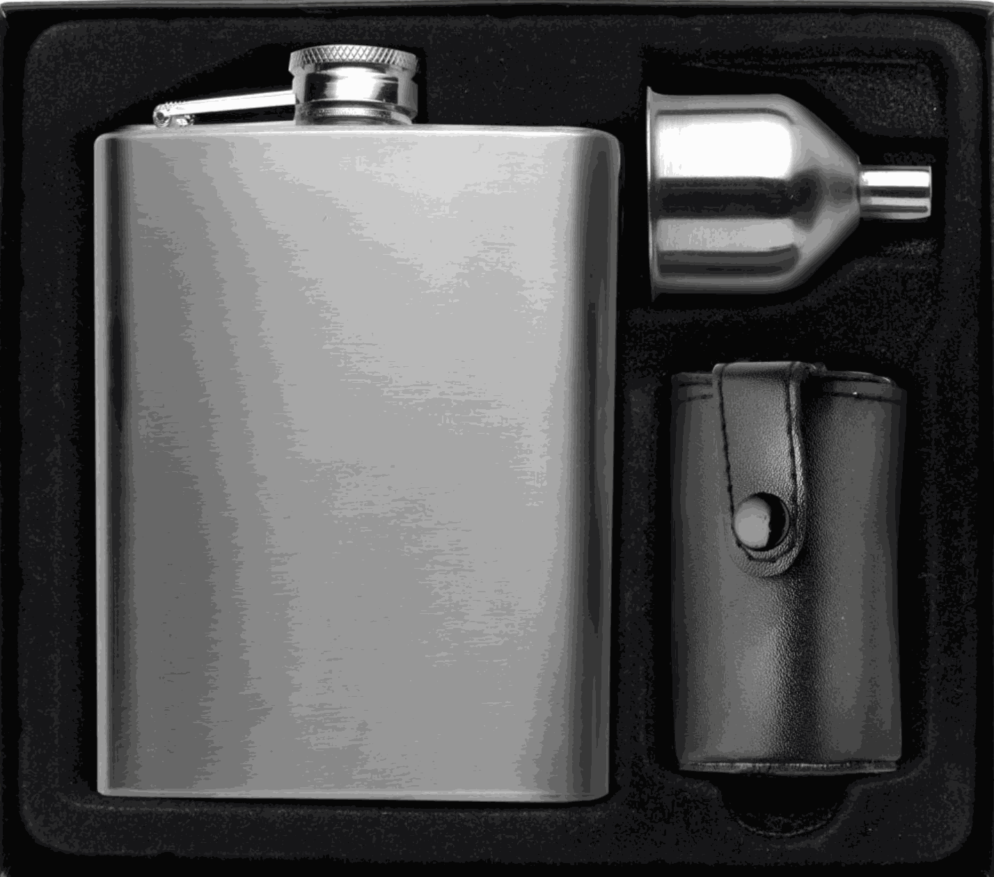 EDORAS Taschenflachmann mit 4 Schnapsgläsern und Trichter (220 ml) mit eigenem Druck - Flachmänner günstig bedrucken