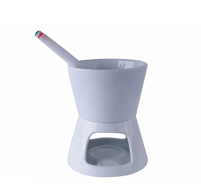 Schokoladenfondue mit Gabeln aus Porzellan mit eigenem Druck - Schalenbedruckung online günstig und schnell