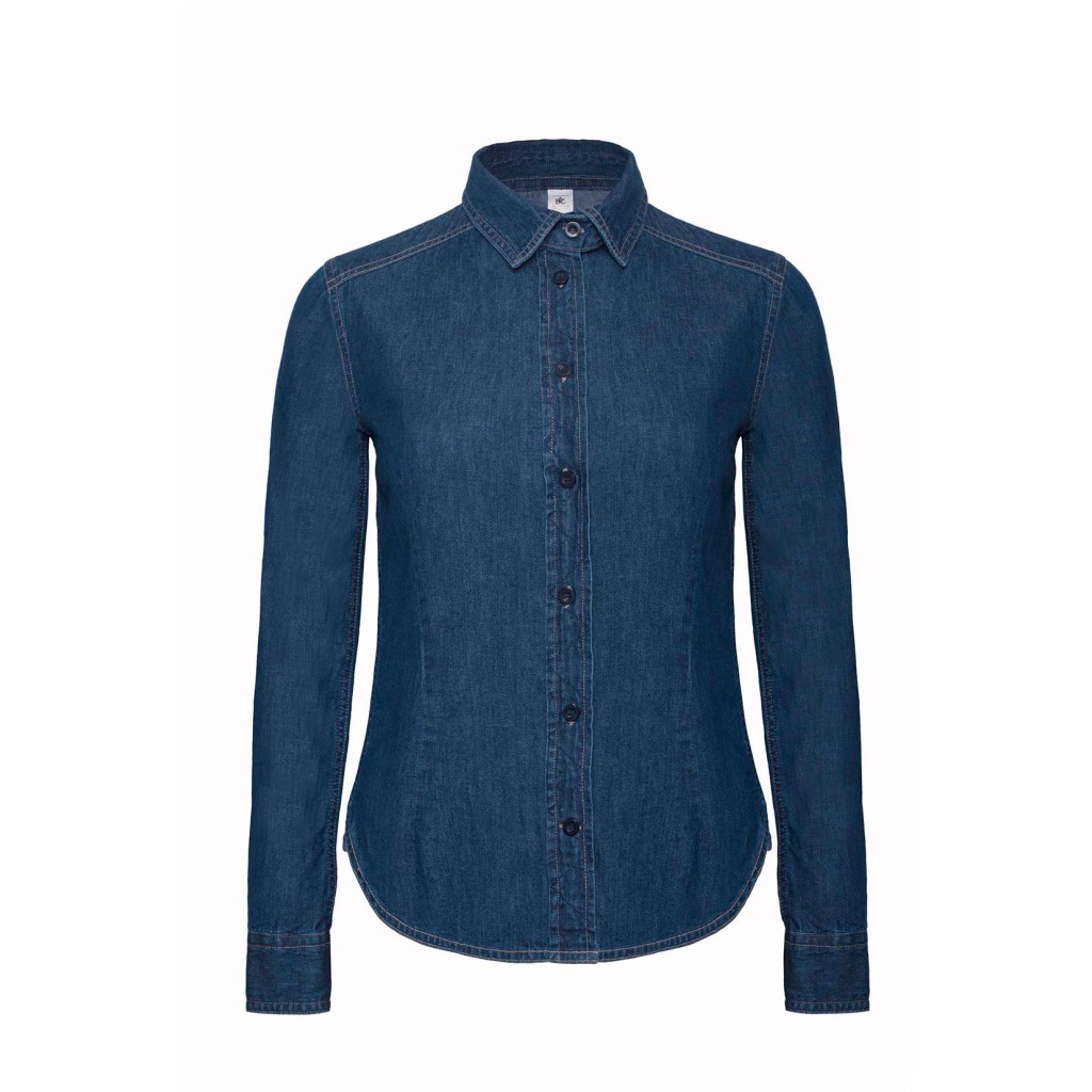 Denim-Köperbluse mit langen Ärmeln B&C | DNM Vision /women 1 Denim-Köperbluse mit langen Ärmeln B&C | DNM Vision /women