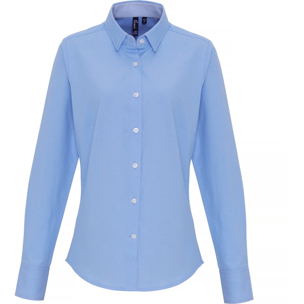 Oxford gestreifte Bluse mit langen Ärmeln Premier | PR 338 1 Oxford gestreifte Bluse mit langen Ärmeln Premier | PR 338