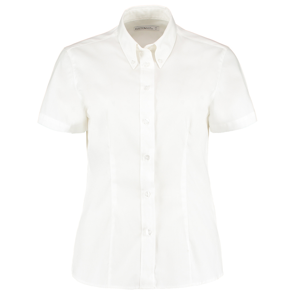 Oxford-Bluse mit kurzen Ärmeln Kustom Kit | KK 701 (26-28) 1 Oxford-Bluse mit kurzen Ärmeln Kustom Kit | KK 701 (26-28)