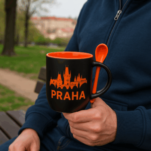 Magischer Becher schwarz mit farbigem Inneren und Löffel 3 Magischer Becher schwarz mit farbigem Inneren und Löffel