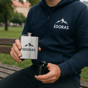 EDORAS Taschenflachmann mit 4 Schnapsgläsern und Trichter (220 ml) 3 EDORAS Taschenflachmann mit 4 Schnapsgläsern und Trichter (220 ml)