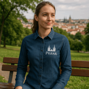 Denim-Köperbluse mit langen Ärmeln B&C | DNM Vision /women 3 Denim-Köperbluse mit langen Ärmeln B&C | DNM Vision /women
