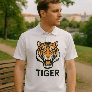 Piqué-Poloshirt aus schwerer Baumwolle "Tiger" Neutral | T 20090 3 Piqué-Poloshirt aus schwerer Baumwolle "Tiger" Neutral | T 20090