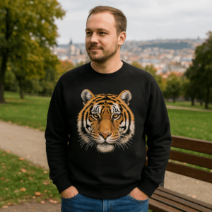 Sweatshirt aus schwerer Bio-IC-Baumwolle "Tiger" Neutral | T 63001 3 Sweatshirt aus schwerer Bio-IC-Baumwolle "Tiger" Neutral | T 63001